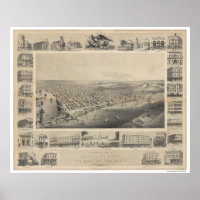 A Birds-Eye View Sacramento, 1857 Poster