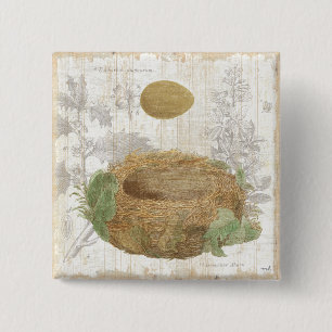 A Bird's Nest with a Brown Egg 15 Cm Square Badge