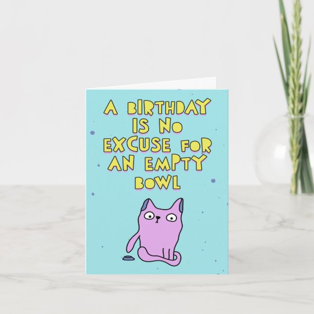 A birthday card from the cat, customisable message (Front)