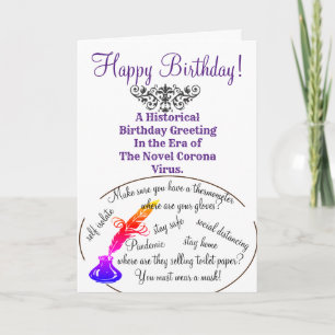 A Birthday Greeting in the Era of the Corona Virus Card