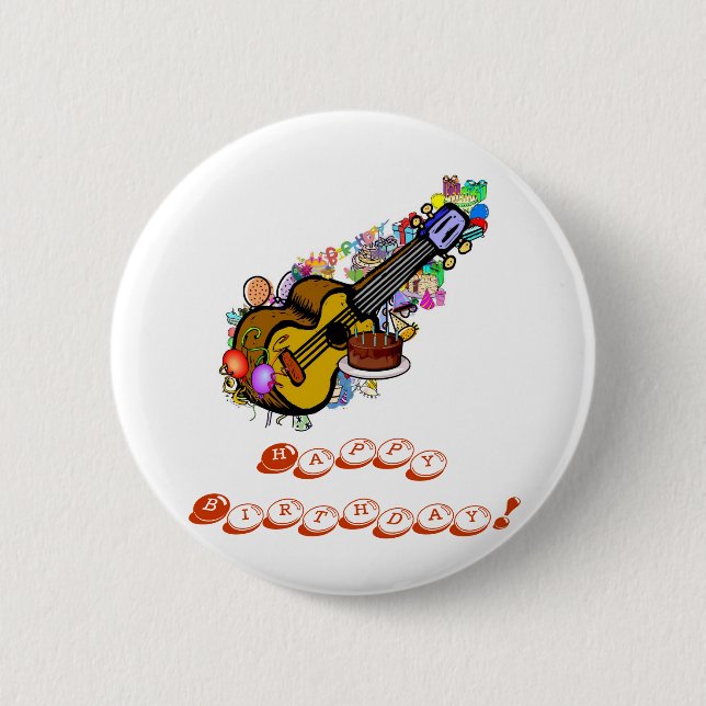 A Birthday Uke Button! 6 Cm Round Badge (Front)