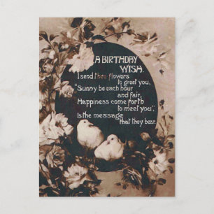 A Birthday Wish Doves Vintage Postcard