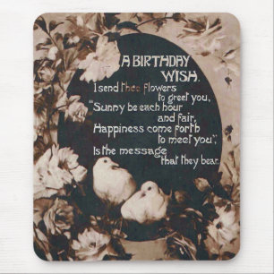 A Birthday Wish Doves Vintage Postcard Mouse Mat