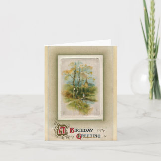 A Birthday wish of vintage pastoral design Card