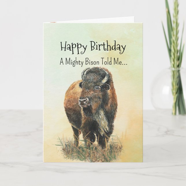 A Bison Buffalo Personality Birthday Fun Animal Card (Front)