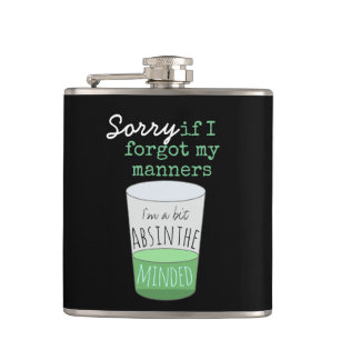 A Bit Absinthe Minded Funny Drinking Humour Hip Flask