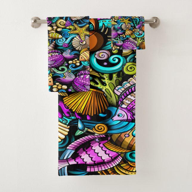 A Bit of the Beach Splash of Colour Bath Towel Set (Insitu)