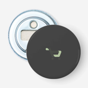 a black and green logo with a shopping cart bottle opener