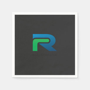a black and green logo with the letter r napkin