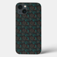 a black and green pattern with a black background