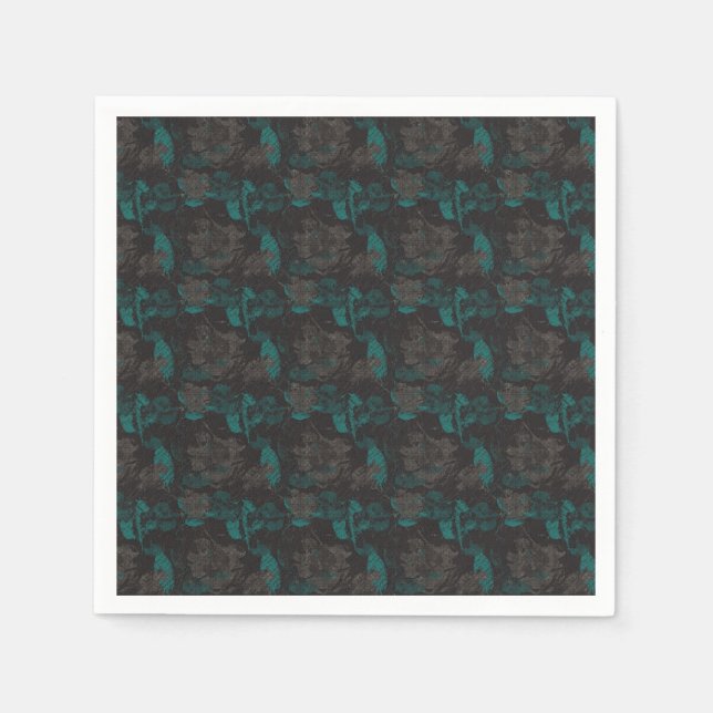 a black and green pattern with a black background napkin (Front)