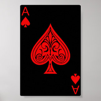 A Black and red Ace of Spades. Poster