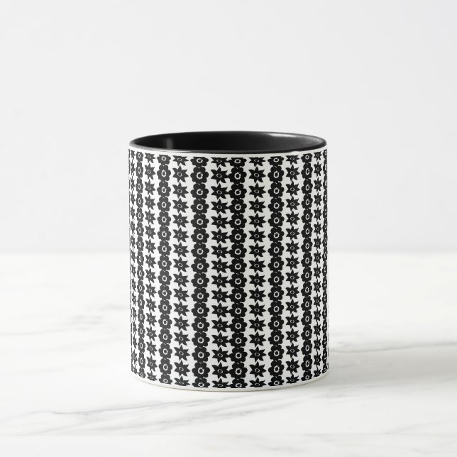 a black and white background with a lot of dots mug (Center)