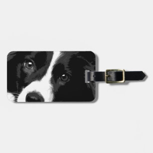 A black and white Border collie Luggage Tag
