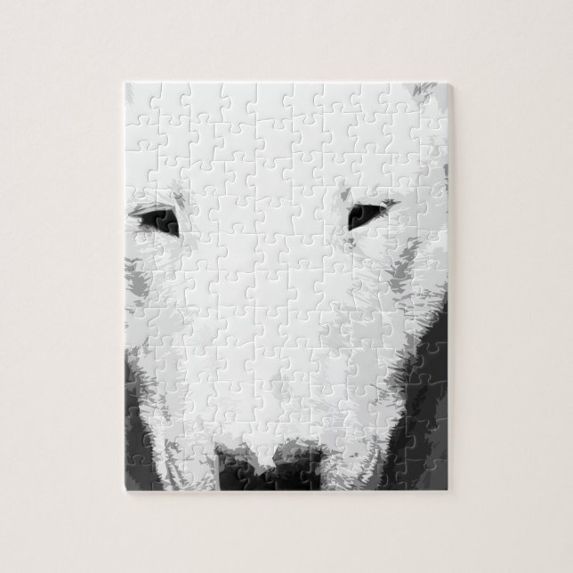 A black and white Bull terrier Jigsaw Puzzle (Vertical)