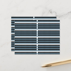 a black and white chequered pattern with a white b postcard