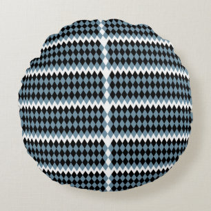 a black and white chequered pattern with a white b round cushion