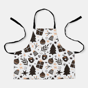 A Black and White Christmas Pattern Apron