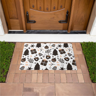 A Black and White Christmas Pattern Doormat