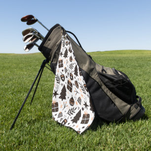 A Black and White Christmas Pattern Golf Towel