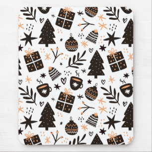 A Black and White Christmas Pattern Mouse Mat