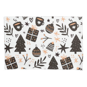 A Black and White Christmas Pattern Pillowcase