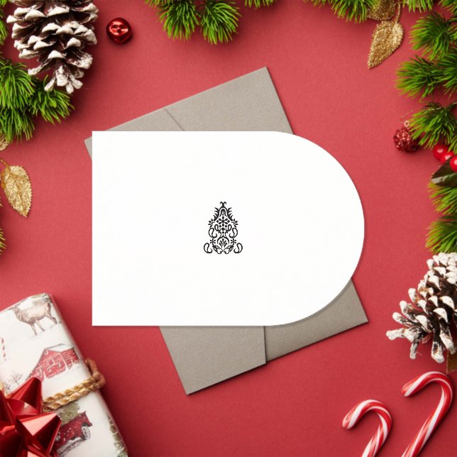 a black and white image of an ornate design acrylic invitations (Insitu (Holiday))