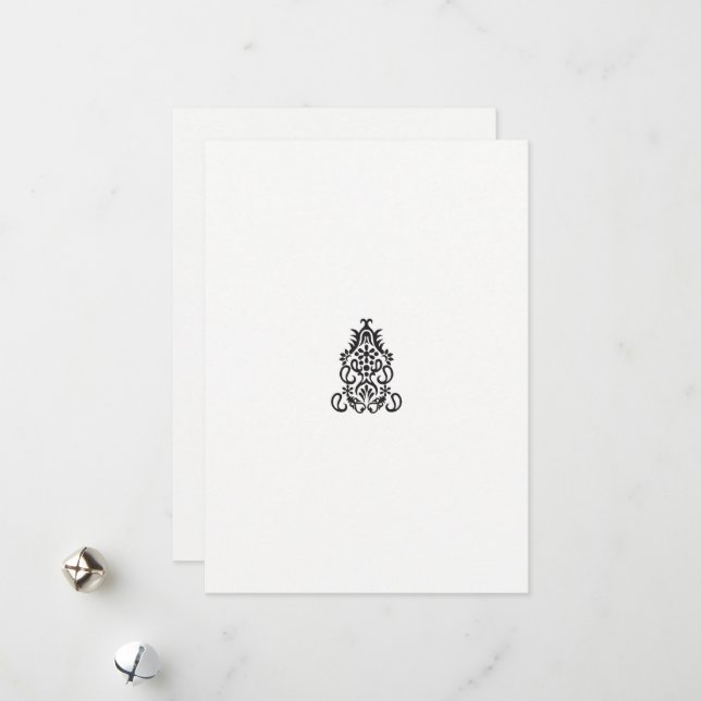 a black and white image of an ornate design holiday card (Front/Back In Situ)
