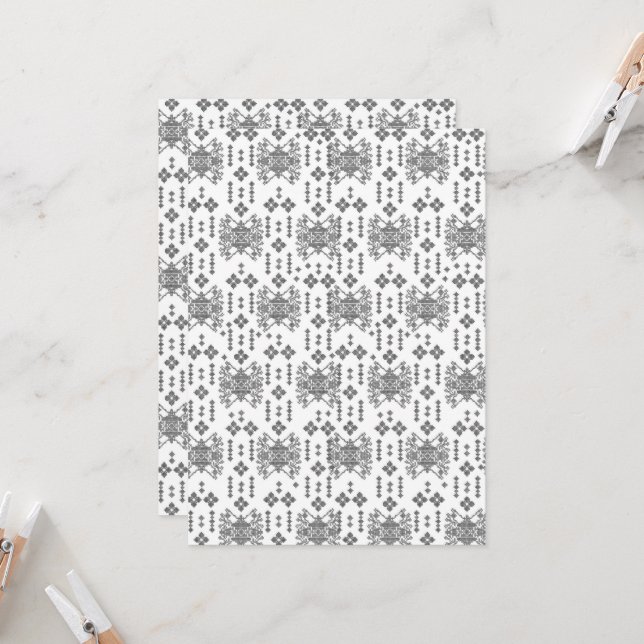 a black and white pattern with a white background invitation (Front/Back In Situ)