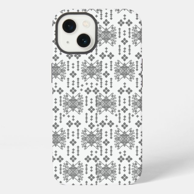 a black and white pattern with a white background iPhone case (Back)