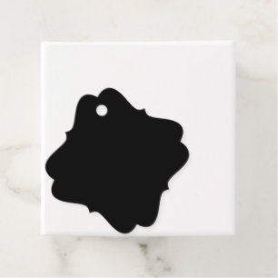 a black and white photo favour tags