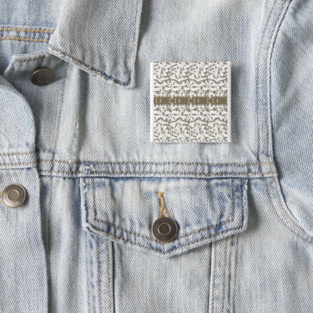 a black and white photo of a pattern 15 cm square badge (In Situ)