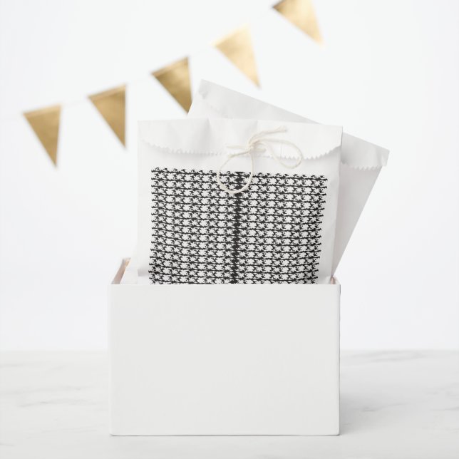 a black and white photo of a pattern favour bags (Party)