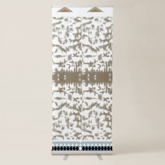 a black and white photo of a pattern retractable banner (Front)