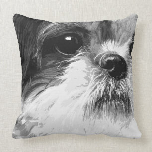 A black and white Shih tzu Cushion