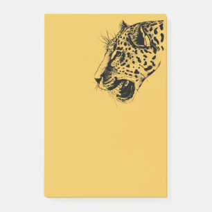 A Black and Yellow Hand Drawn Leopard Illustration Post-it Notes
