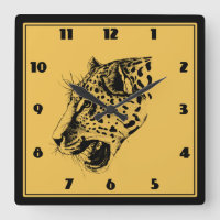 A Black and Yellow Hand Drawn Leopard Illustration