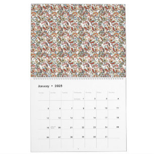 a black background with a red, green and blue patt calendar