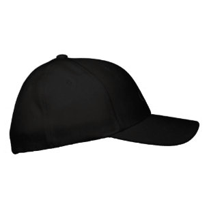 A black baseball cap with the word "CAP" subtly