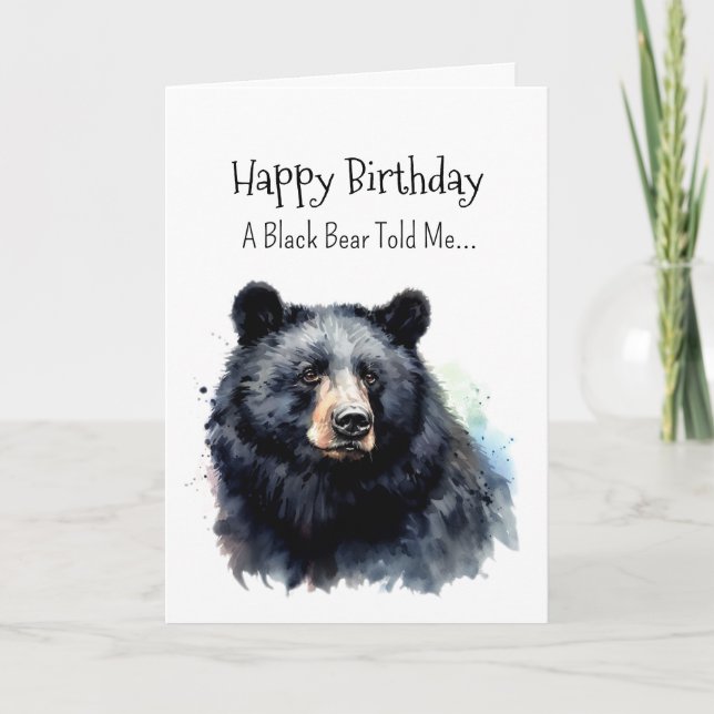A Black Bear Personality Birthday Fun Animal Card (Front)