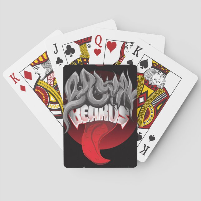 A black card with grey flames (Back)