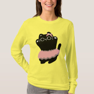 "A Black Cat Comes to Life in a Dance Skirt." T-Shirt