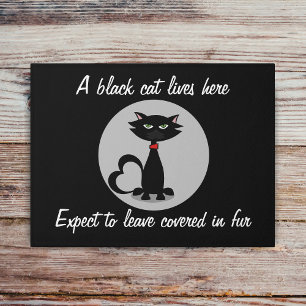 A Black Cat Lives Here Funny Pet Doormat