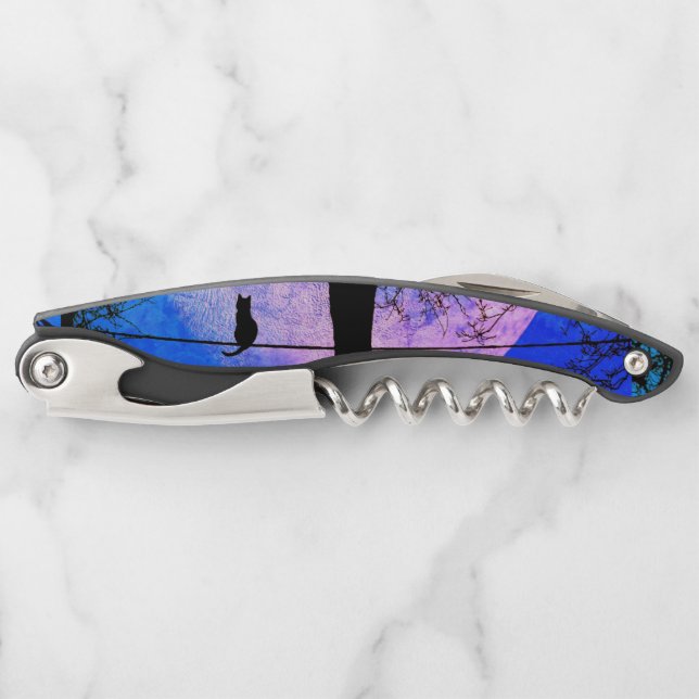 A Black Cat on a Wire Full Moon Corkscrew (Front)