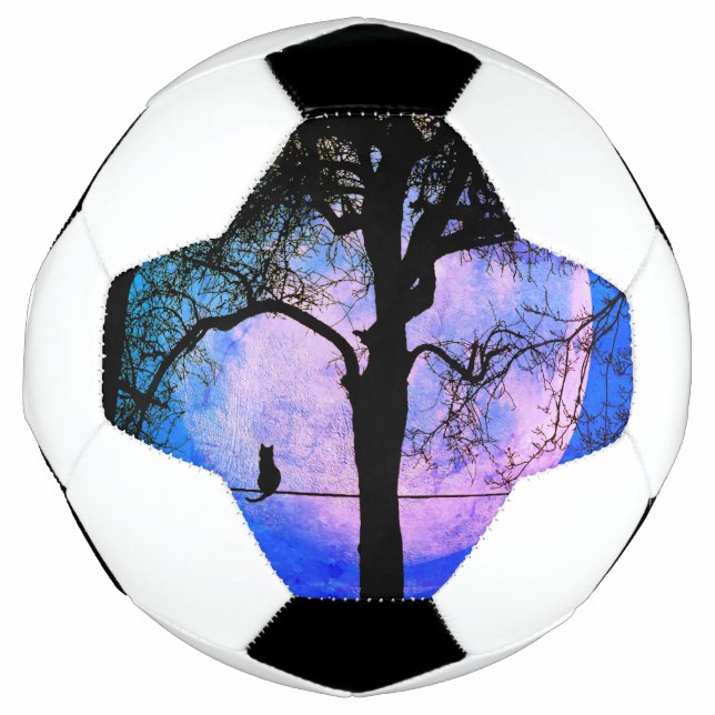 A Black Cat on a Wire Full Moon Football (Front)