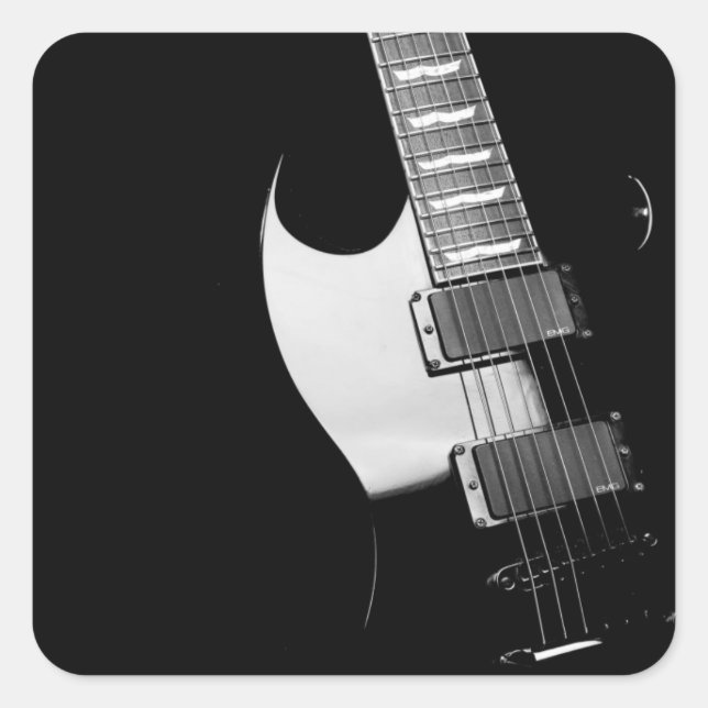 A black Guitar Square Sticker (Front)
