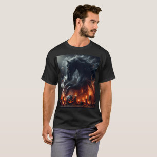 A black horse on its back is surrounded by candles T-Shirt
