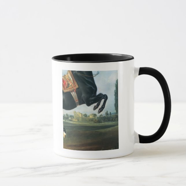 A black horse performing the Courbette Mug (Right)