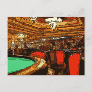 A Black Jack Table in the heart of a Vegas Casino Postcard
