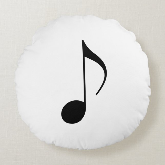a black musical-note round cushion (Front)